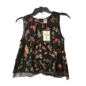 LC Lauren Conrad Womens Brown Floral Sleeveless Snow White Crop Top Sz S New